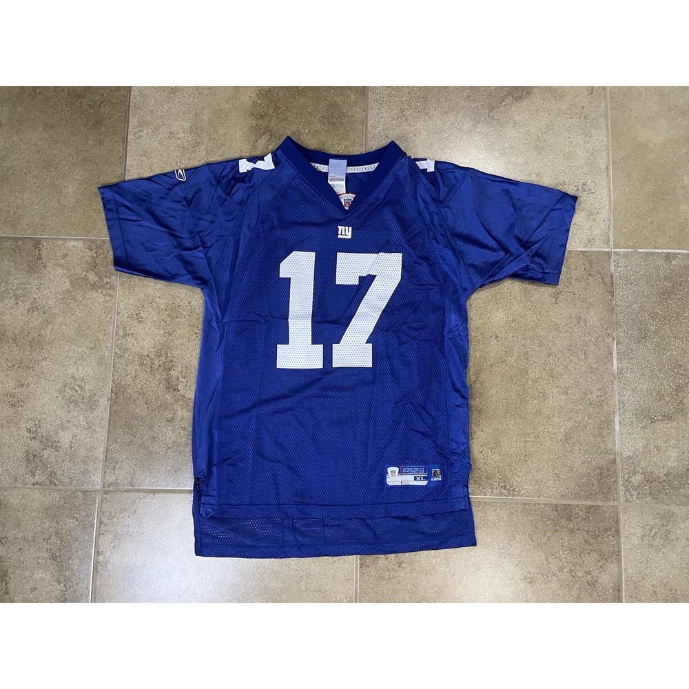 Burress #17 Reebok New York Giants Football YOUTH Sz XL Kids Blue jersey